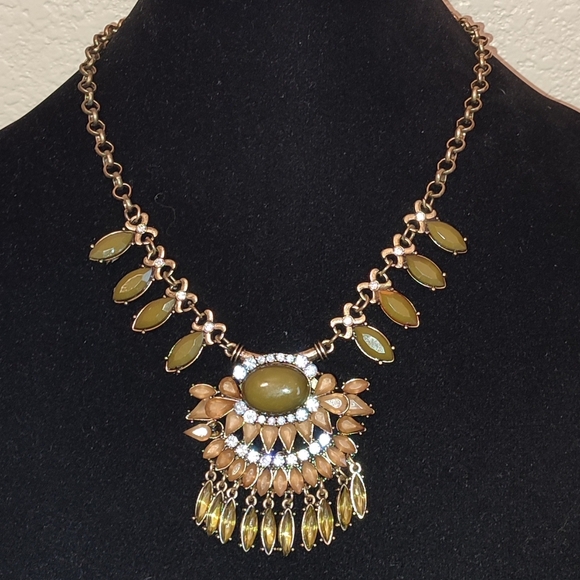 Ancient Egypt Style Stunner Necklace Antiquated Gold Brown Statement Vintage - Picture 1 of 7